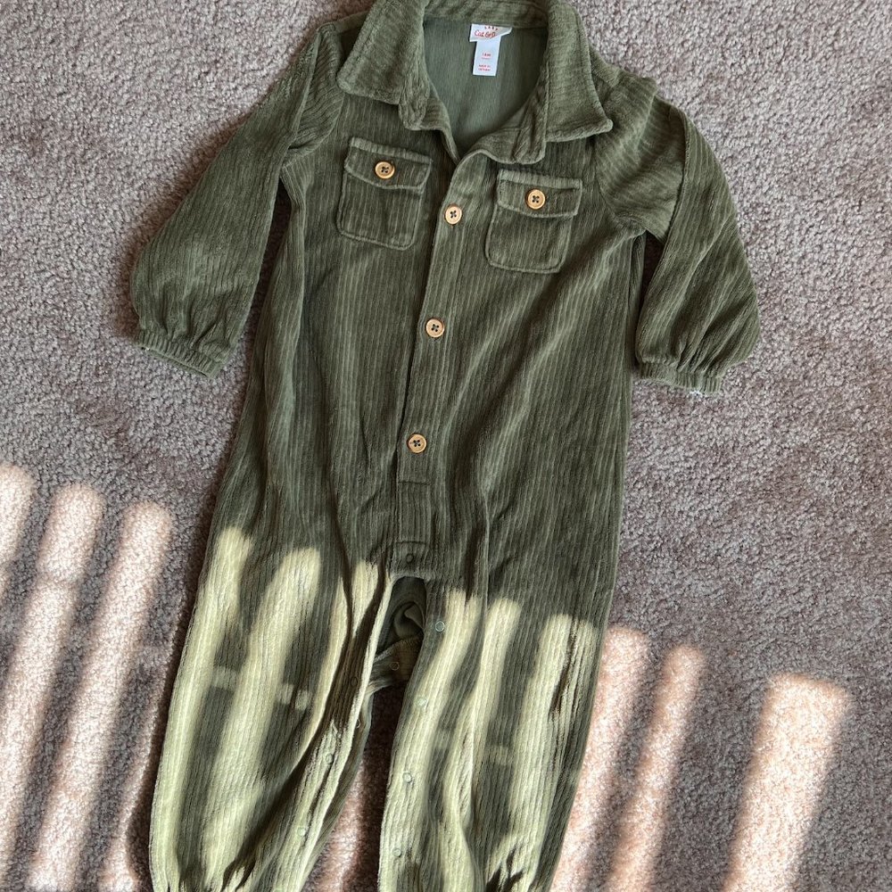 Baby Ribbed Velour Romper - Cat & Jack™ Green 18M